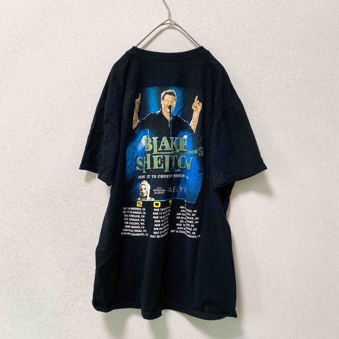 MUSIC TEE(ミュージックティー)のUS古着　半袖Tシャツ　ブレイクシェルトン　バンドTシャツ　バックプリント　黒色 メンズのトップス(Tシャツ/カットソー(半袖/袖なし))の商品写真