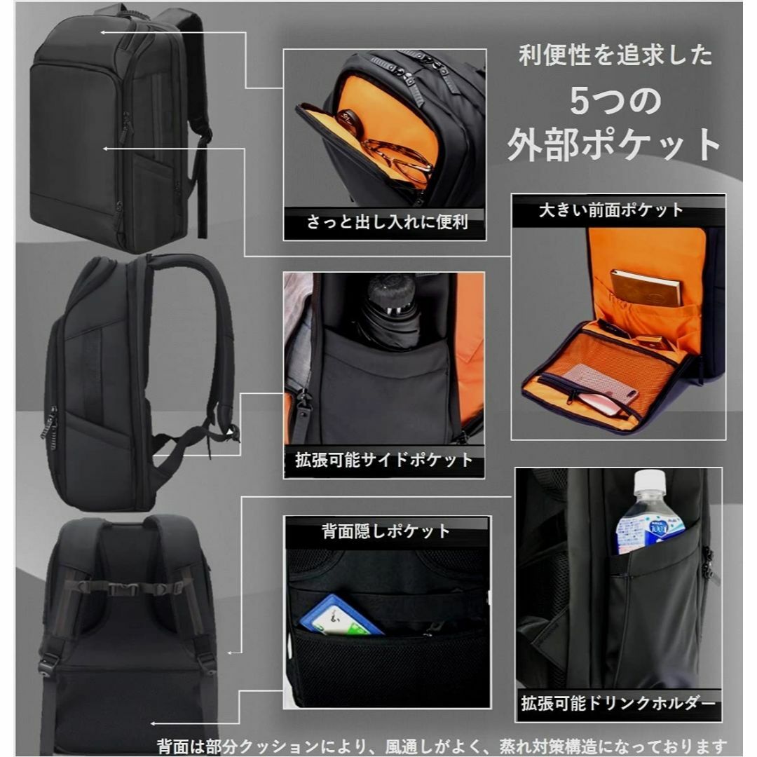 【色: ブラック(裏地:オレンジ)】ABIBA リュック メンズ ビジネスリュッ 【色: black519】ABIBA リュック ビジネスリュック メンズ リュッ