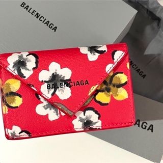 【新品】BALENCIAGA ペーパーミニウォレット レッド