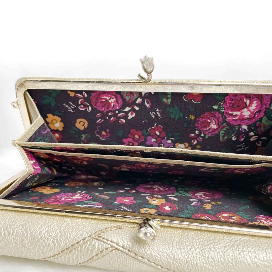 ANNA SUI - ANNA SUI アナスイ ローズウッド 長財布 がま口 ゴールド