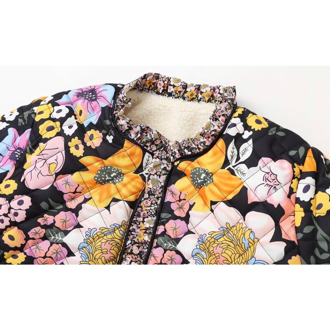 🧡9月新作🍄12101◆フラワー 花柄 ダウンジャケット レディースのジャケット/アウター(ダウンジャケット)の商品写真