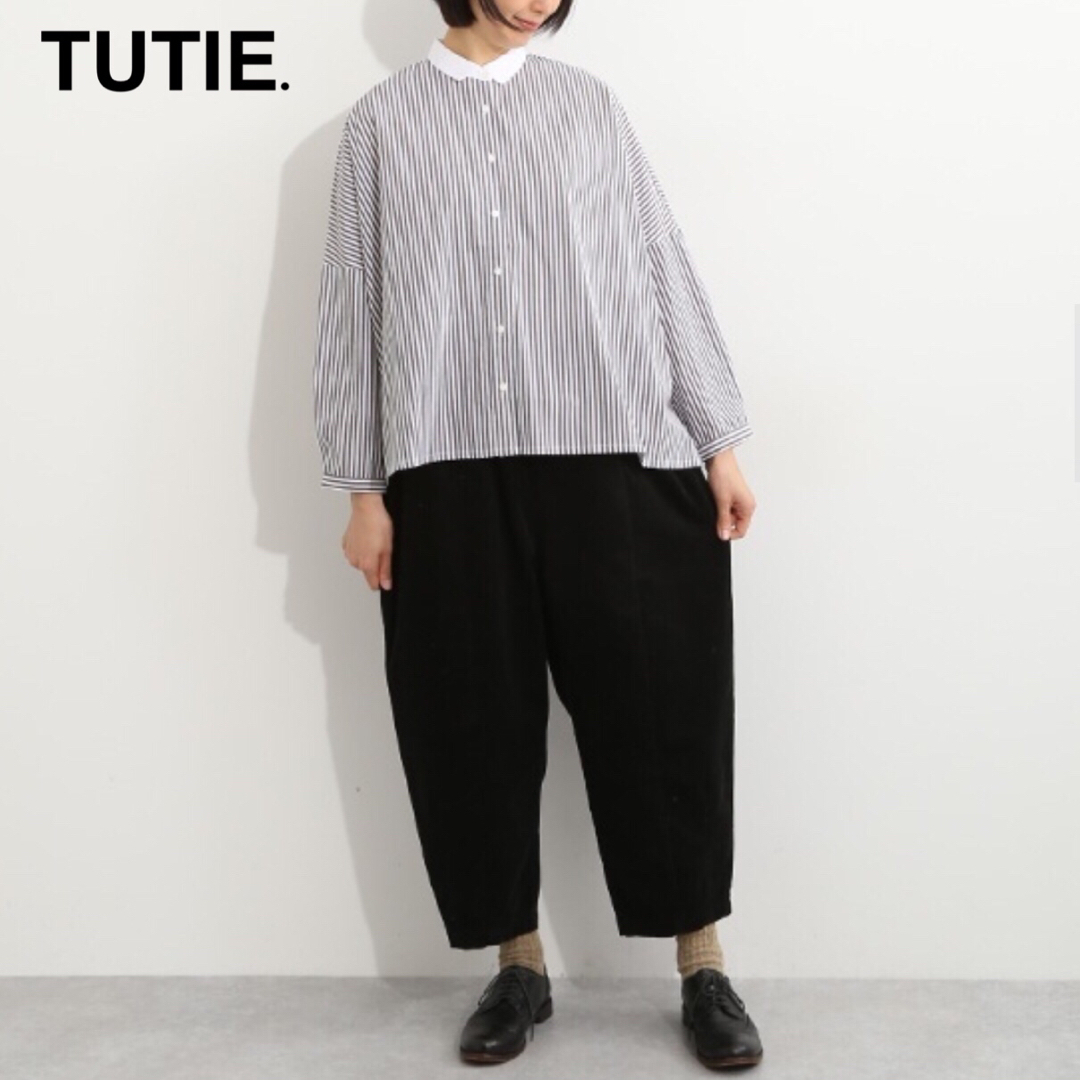 @【Fくらい】未使用タグ付 TUTIE ツチエ ストライプ ワイド シャツ 長袖