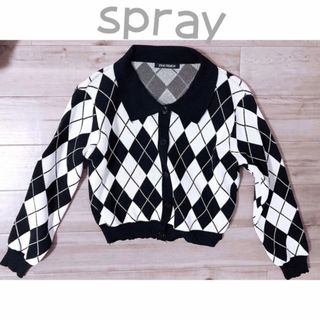 スプレイ(SpRay)の【SpRay 　アーガイル衿付カーデ】 (カーディガン)