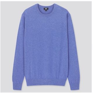 ユニクロ(UNIQLO)のUNIQLO ブルー L コットンメリノクルーネックセーター 433836(ニット/セーター)