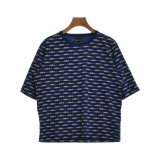 アニエスベー(agnes b.)のAgnes b. Tシャツ・カットソー 3(L位) 青x黄x白(総柄) 【古着】【中古】(カットソー(半袖/袖なし))