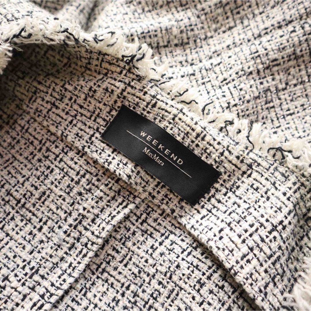 Max Mara 近年モデル♪ ミックスツイード　フリンジ　スプリングコート