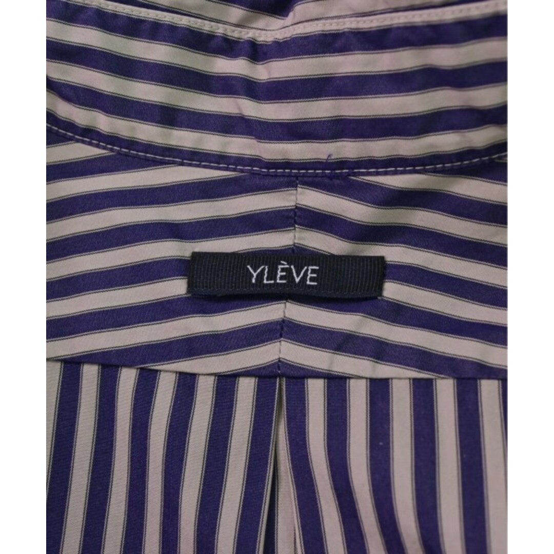YLEVE イレーヴ カジュアルシャツ 4(XL位) 紺xベージュ(ストライプ