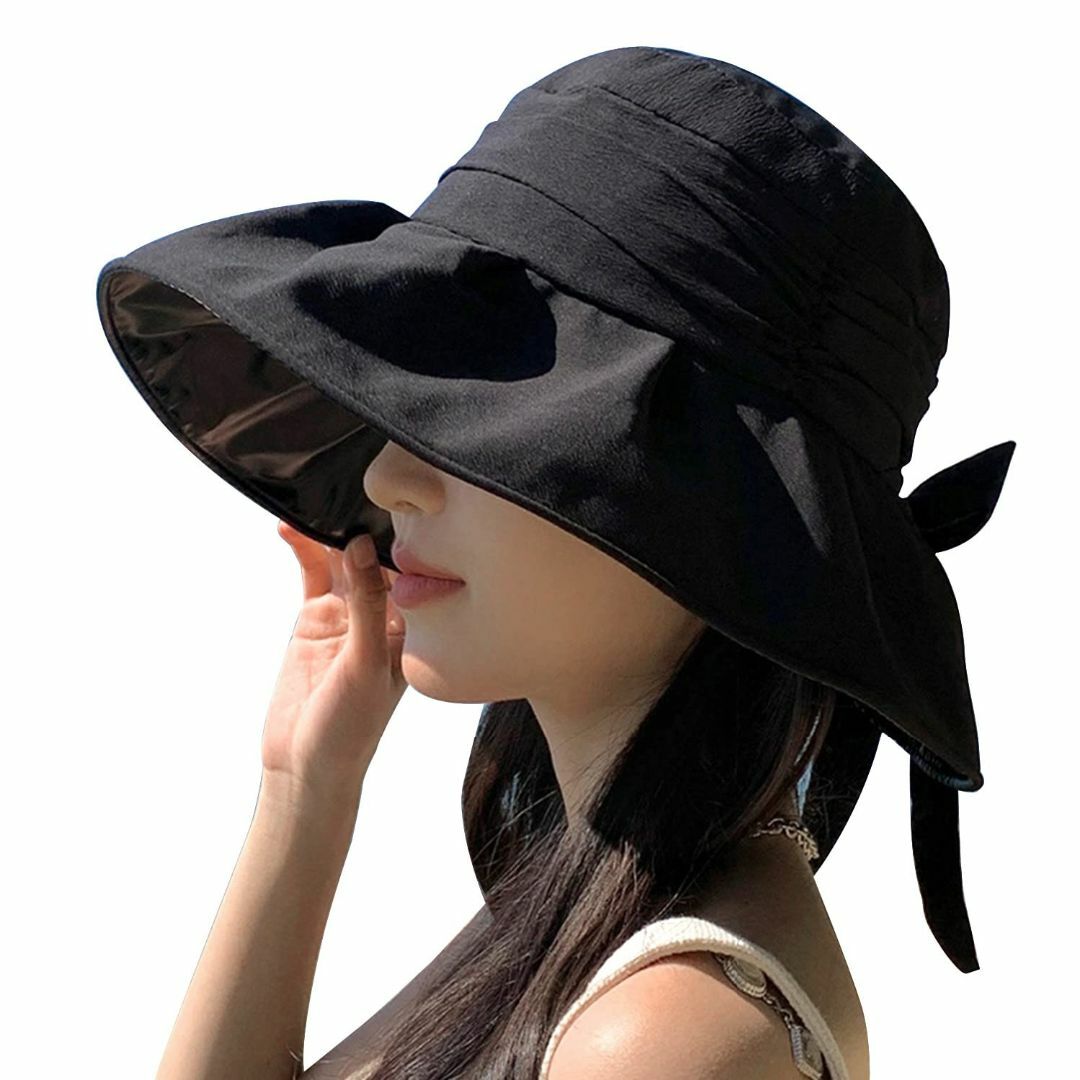 【色: ブラック】[Gokamoi] UVカット 帽子 レディース ハット レデ
