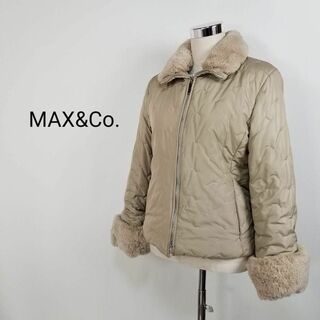 マックスアンドコー(Max & Co.)のイタリア製MAX&Co天然ラビットファー中綿ジップアップブルゾン40ベージュL(ブルゾン)