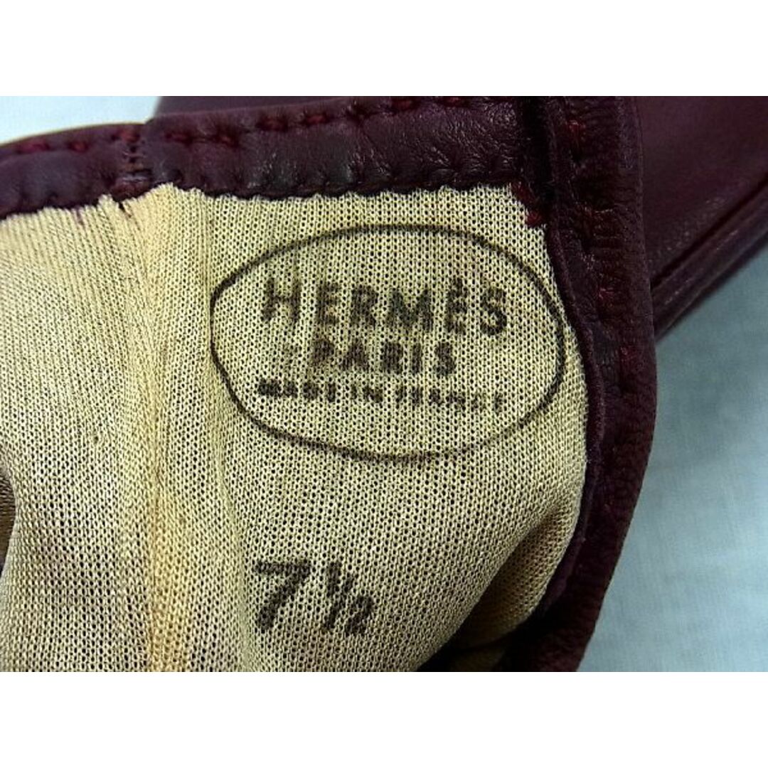 ■美品■ HERMES エルメス ケリー コンスタンス レザー ゴールド金具 グローブ 手袋 サイズ 7 1/2 レディース ボルドー系 AN2652