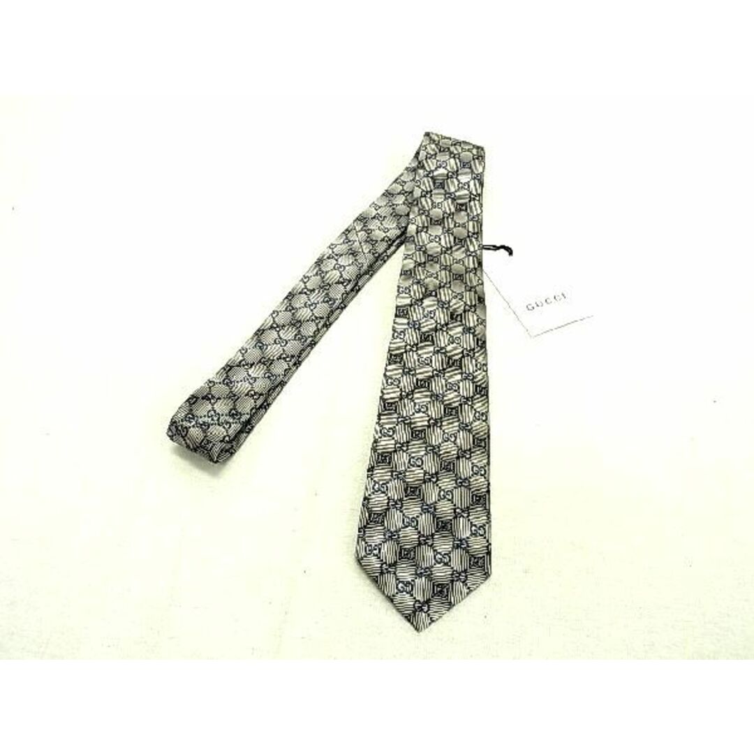希少 美品】GUCCI グッチ ネクタイ Bee柄 ネイビー系 シルク-