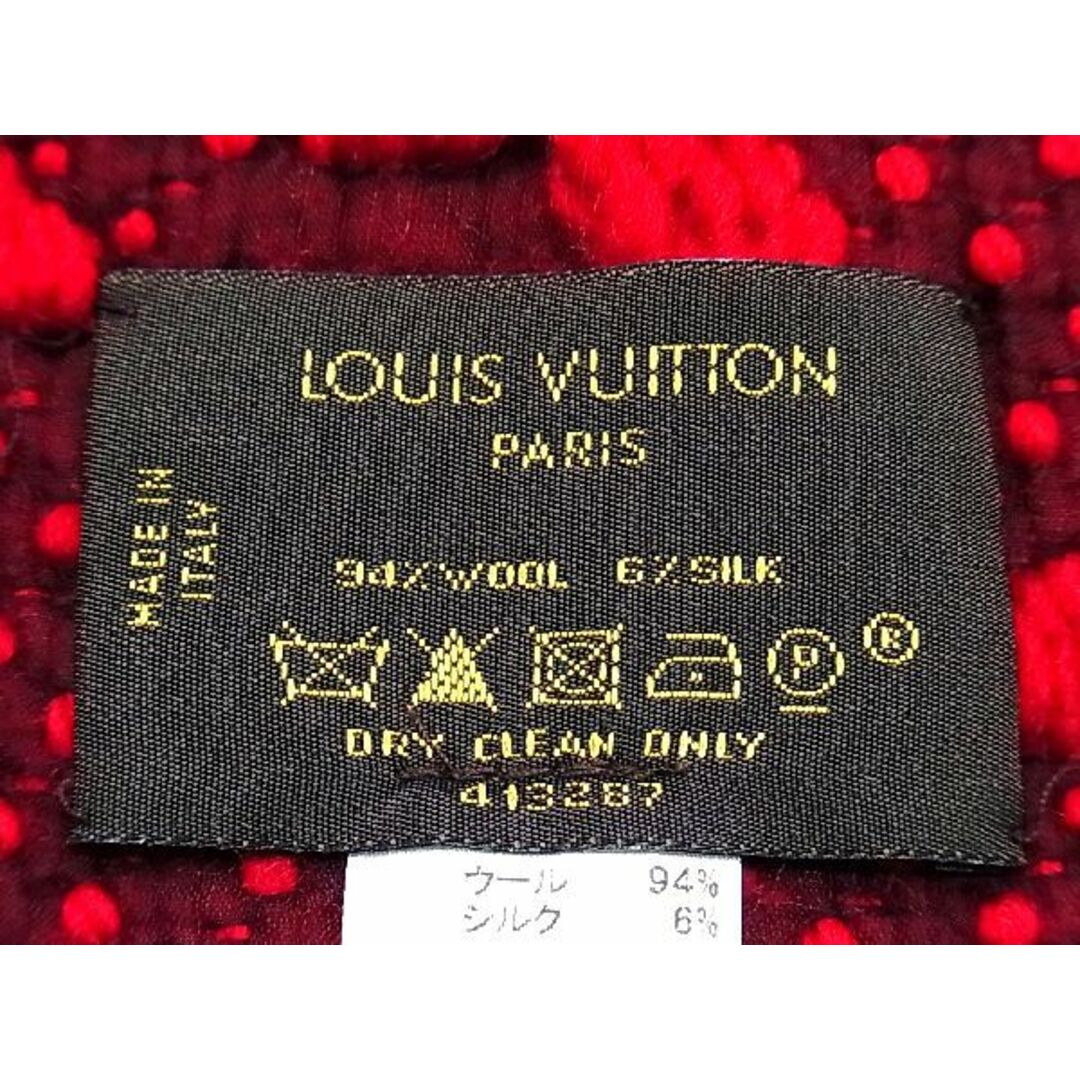 LOUIS VUITTON(ルイヴィトン)の■極美品■ LOUIS VUITTON ルイヴィトン M72432 エシャルプ ロゴマニア ウール×シルク フリンジ マフラー ストール レッド系 AN9386  メンズのファッション小物(その他)の商品写真