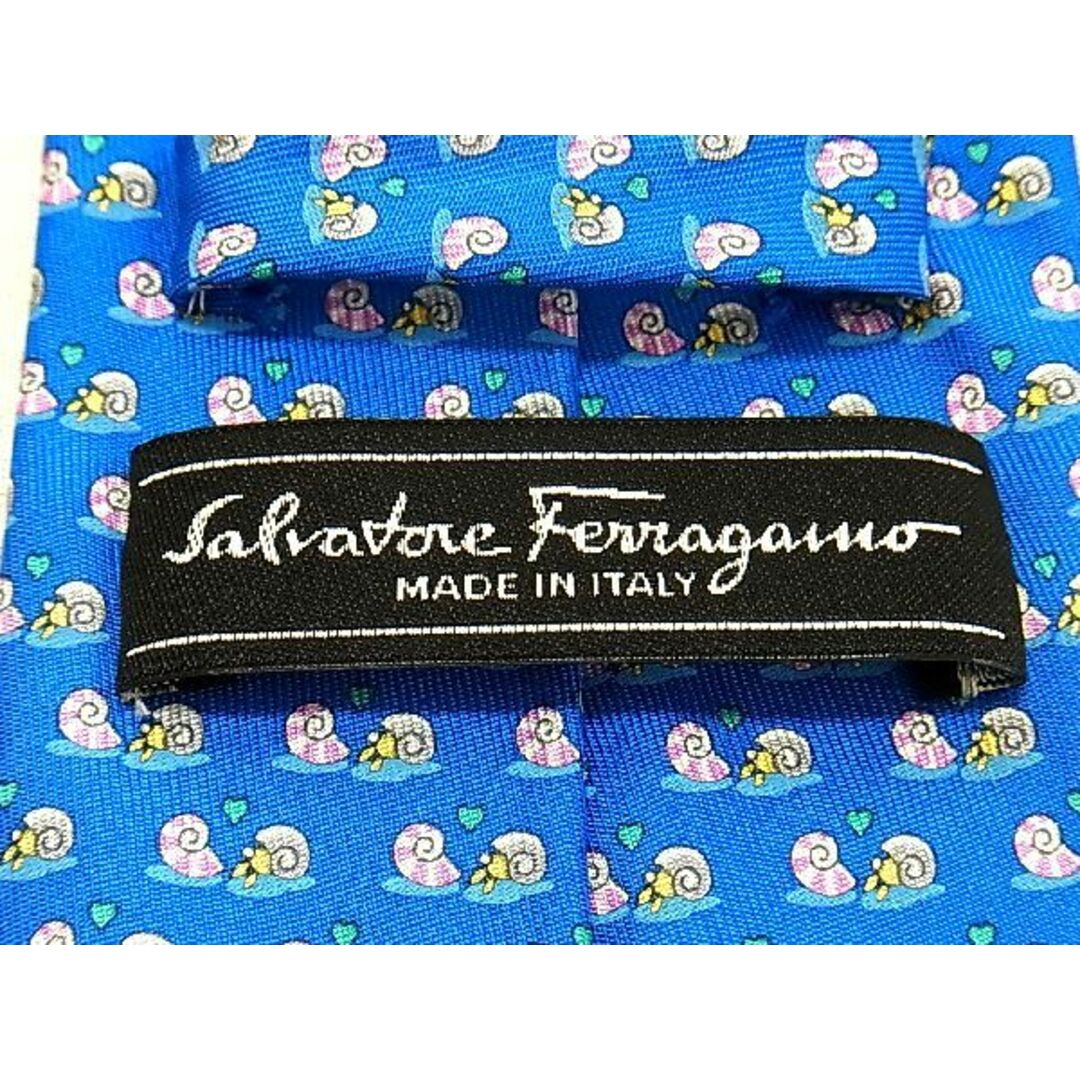 ■新品■未使用■ Salvatore Ferragamo サルヴァトーレフェラガモ シルク100% 総柄 ネクタイ ビジネス 紳士 メンズ ブルー系  AQ3032