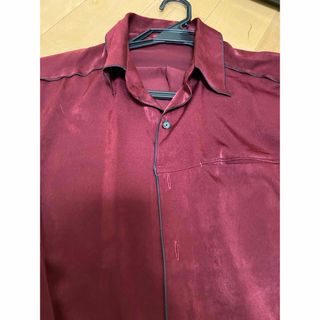 hazama 繍美が残した痕跡のロングシャツ シャツ ボルドーの通販 by
