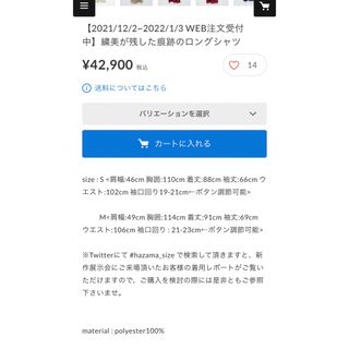 hazama 繍美が残した痕跡のロングシャツ シャツ ボルドーの通販 by