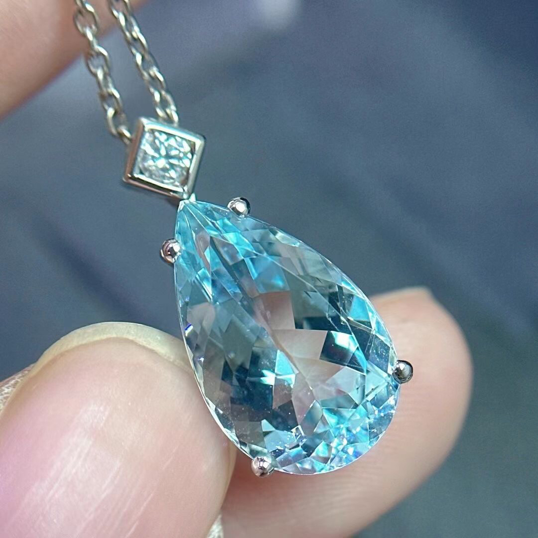 天然アクアマリン ダイヤ  ペンダントトップ3.8ct k18 ¥