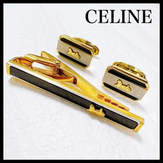 美品【CELINE】セリーヌ タイバー シルバー\u0026ゴールドカラー 可愛い馬車ロゴ