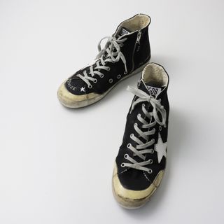 ゴールデングース(GOLDEN GOOSE)のゴールデングース GOLDEN GOOSE フランシー FRANCY ダメージ加工 ハイカット スニーカー 38/ブラック 24～24.5cm【2400013499392】(スニーカー)