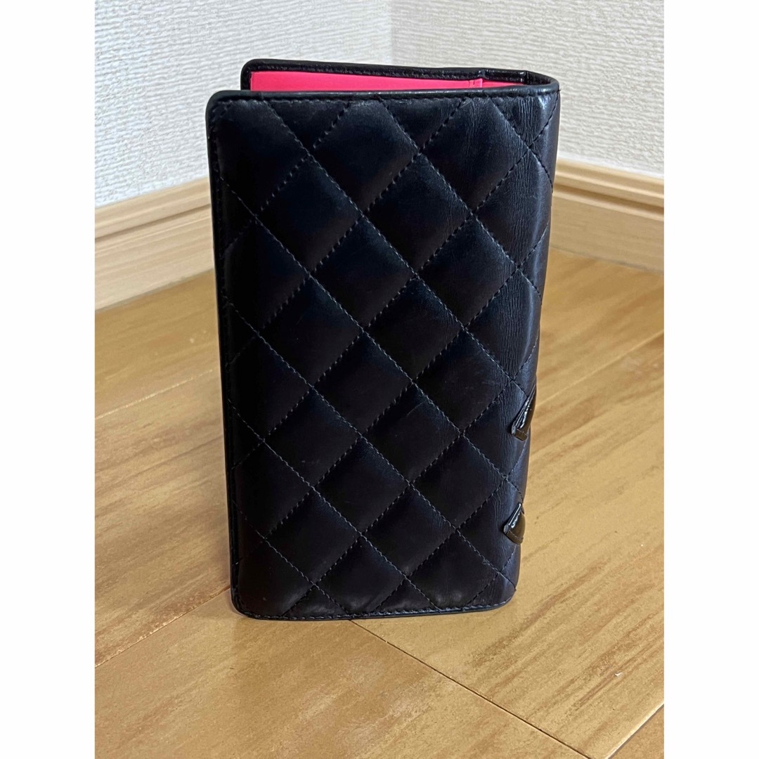 CHANEL - シャネル カンボンライン 小銭入れ付き 長財布 黒×黒 シール