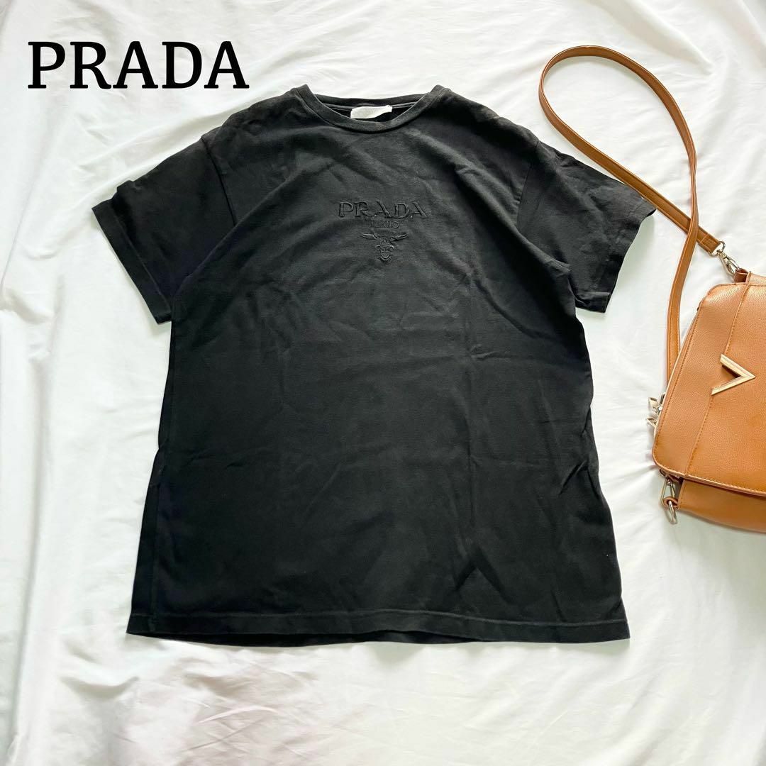 PRADA - PRADA プラダ ロゴ刺繍Tシャツ カットソーイタリア製 コットン