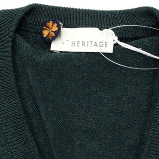 ヘリテージ HERITAGE ハイゲージウール Vネックニット ダークグリーン【サイズS/48】【メンズ】