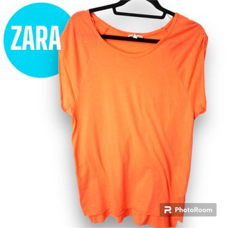 ザラ(ZARA)のZARA（ザラ ）オレンジTシャツ　Mサイズ★24時間以内発送★匿名配送(Tシャツ(半袖/袖なし))