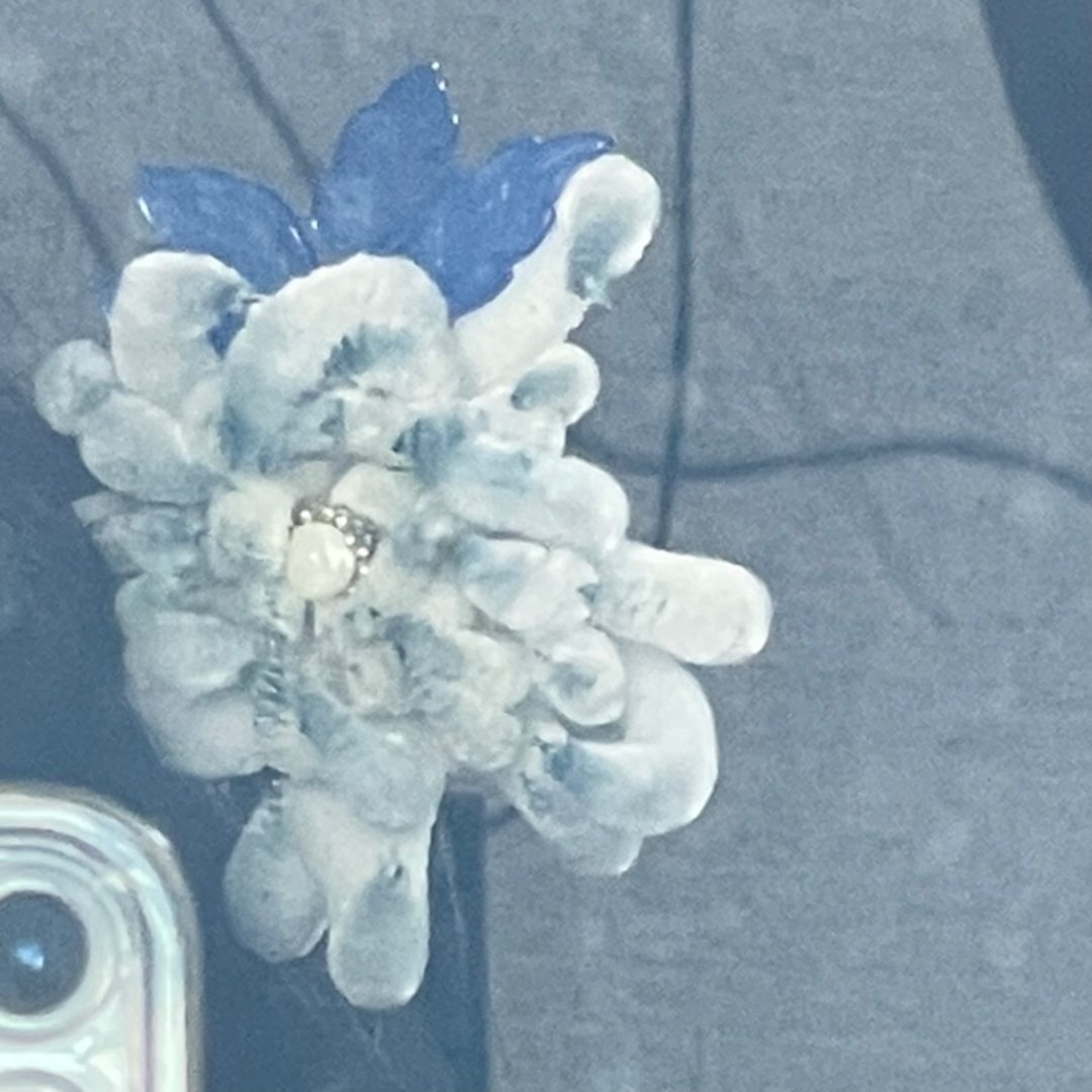 ふりふ(フリフ)の絨花菊花釵 白青銀色髪飾り　かんざし　中国非遺　成人式結婚式　着物和服　明製漢服 レディースのヘアアクセサリー(ヘアピン)の商品写真