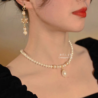 ザラ(ZARA)の真珠瓔珞 パール　雲珠　白金色ネックレス　vintage ゆめかわ　着物和服漢服(ネックレス)