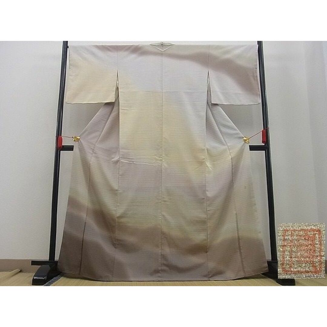 平和屋野田店□極上 本塩沢 やまだ織 訪問着 染色作家 桐村博 暈し染め