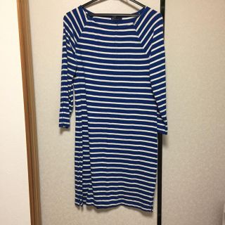 ギャップ(GAP)の白と青のボーダーワンピ(ひざ丈ワンピース)