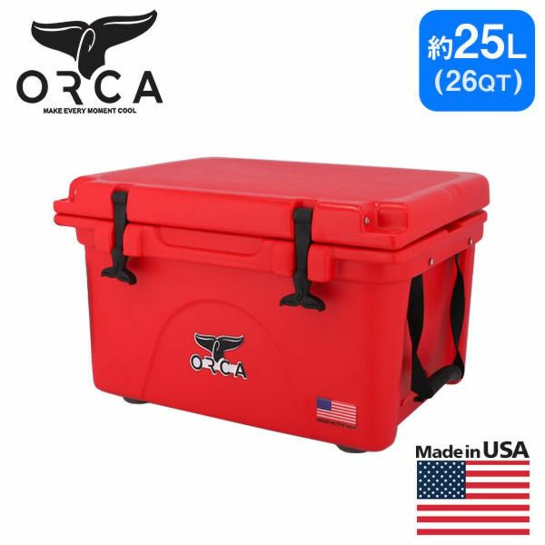 (JJ7639)新品 ORCA オルカ クーラーボックス レッド 26QT 25L