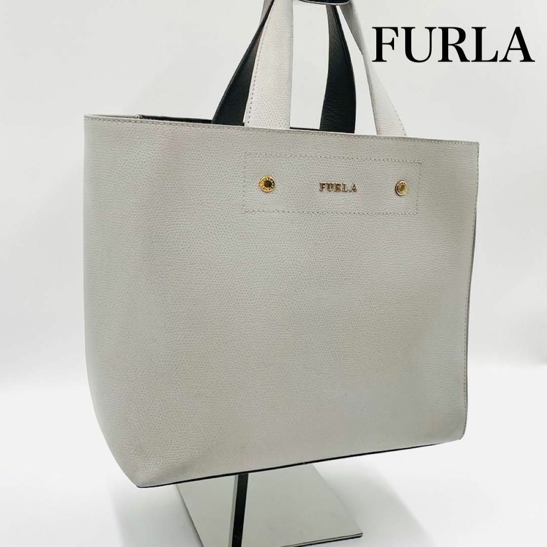 フルラ バック ハンドバッグ FURLA グレー ロゴ トートバッグ - 通販