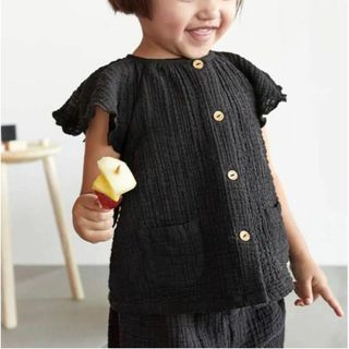 ザラキッズ(ZARA KIDS)のタグ付き美品★ zara baby オーガニックコットンフリルスリーブシャツ(ブラウス)