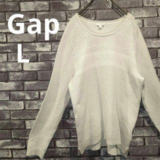 ギャップ(GAP)の90s　デザインニットセーター　メンズL US古着　アメリカ　幾何学総柄(ニット/セーター)