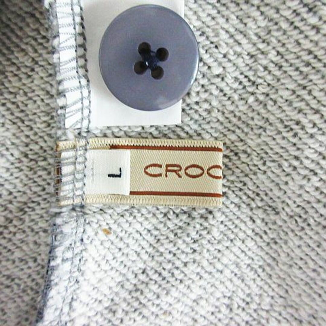 Crocodile(クロコダイル)のクロコダイル ノーカラージャケット スウェット 長袖 コットン L グレー レディースのジャケット/アウター(その他)の商品写真