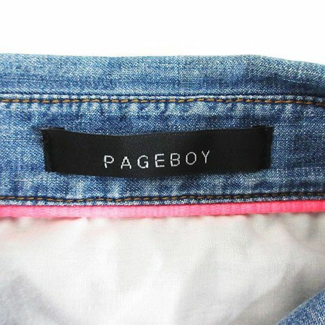 PAGEBOY(ページボーイ)のページボーイ シャツワンピース 長袖 ひざ丈 シャンブレー M インディゴブルー レディースのワンピース(ひざ丈ワンピース)の商品写真