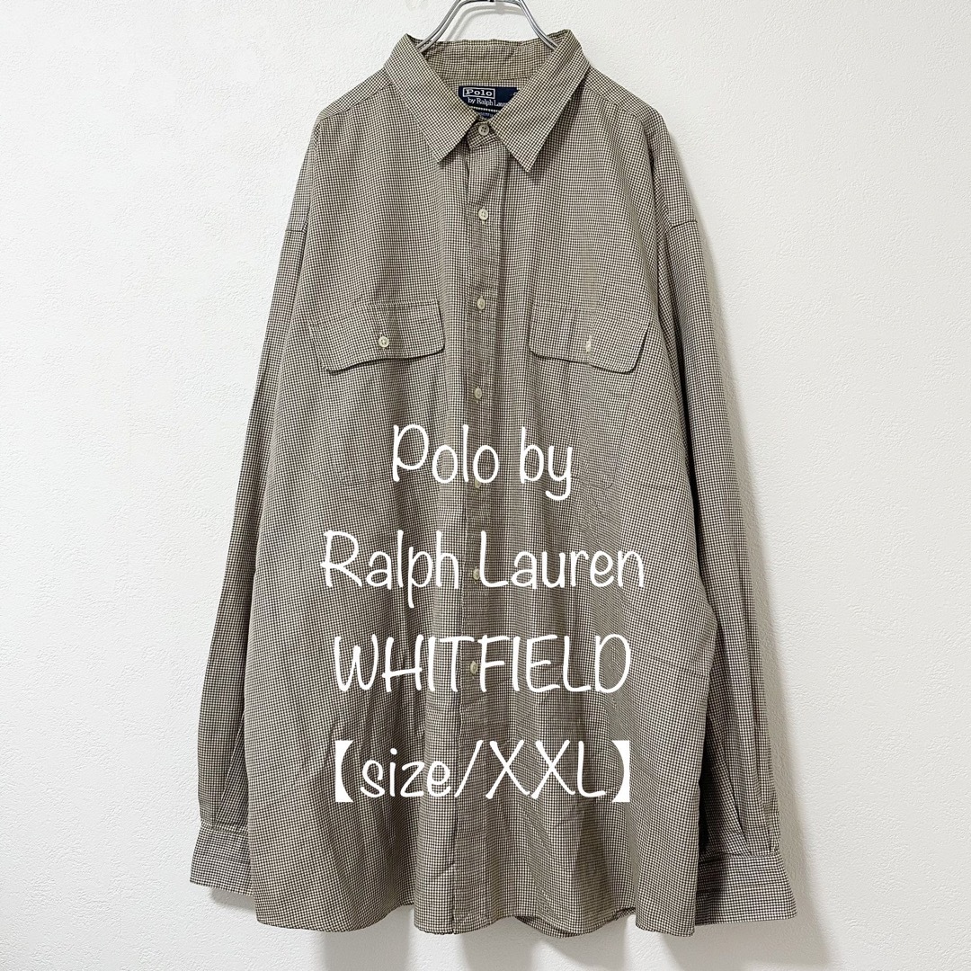 ラルフローレン★WHITFIELD★チェックシャツ★ベージュ★Wポケット★XXL