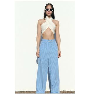 ザラ(ZARA)のZARA　ストライプストレートフィットパンツ(カジュアルパンツ)