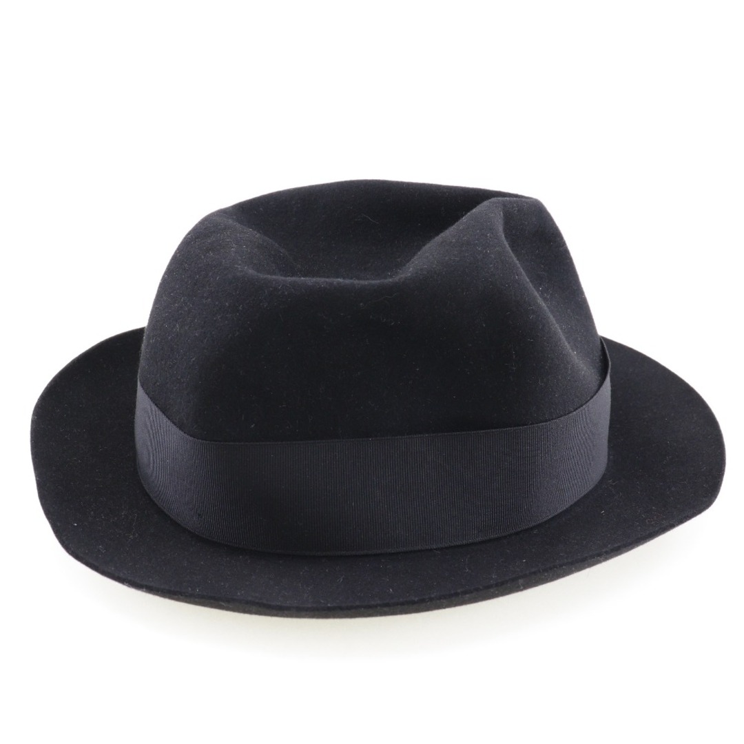 【Borsalino】ボルサリーノ ハット ウール×レザー 黒 メンズ その他帽子