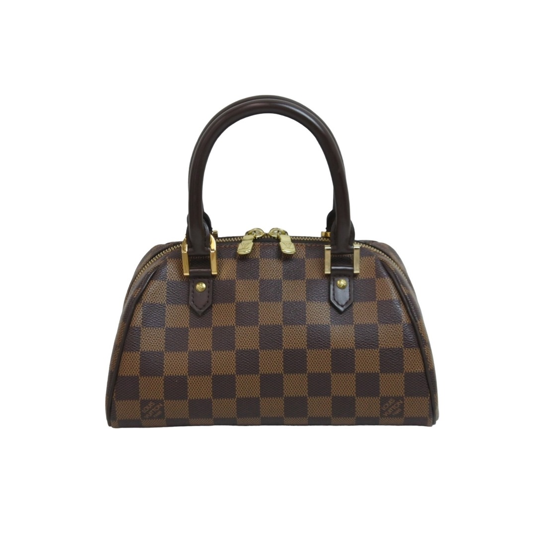 開閉式LOUIS VUITTON ルイヴィトン ハンドバッグ リベラミニ ダミエ N41436 ブラウン ゴールド金具 美品  53968