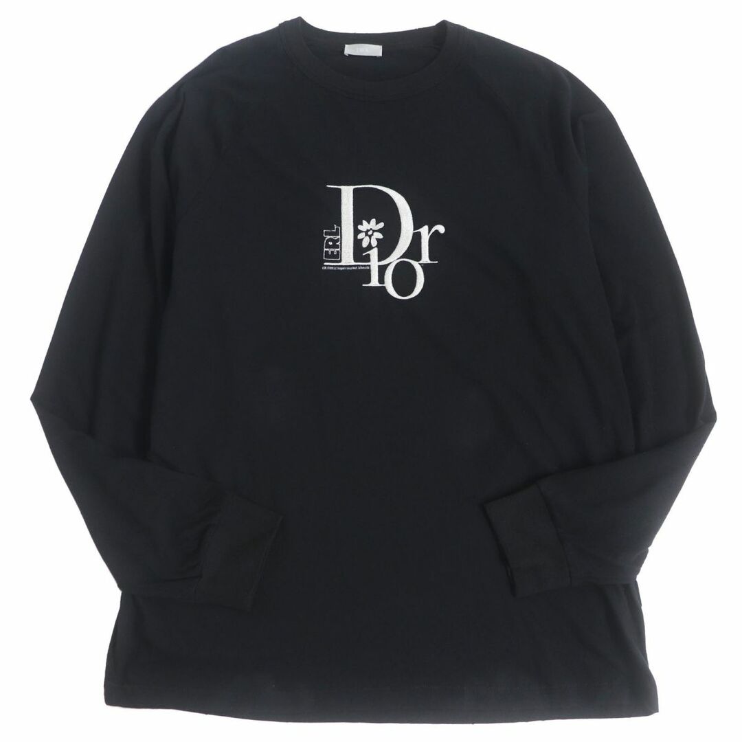 美品□23SS DIOR×ERL ディオール オム イーアールエル 313J643A0753 ロゴ刺繍 ロングスリーブTシャツ ブラック XL イタリア製 正規品