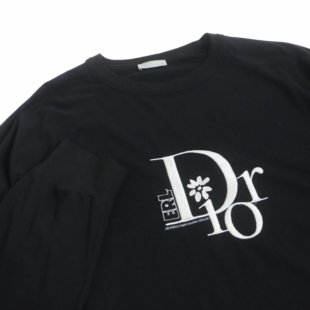美品□23SS DIOR×ERL ディオール オム イーアールエル 313J643A0753 ロゴ刺繍 ロングスリーブTシャツ ブラック XL  イタリア製 正規品