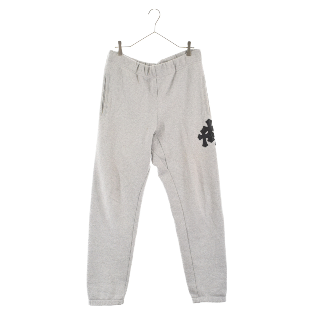 CHROME HEARTS クロムハーツ GRP Y NOT SWEAT PANTS ワイノット クロスレザーパッチ付きスウェットパンツ グレー