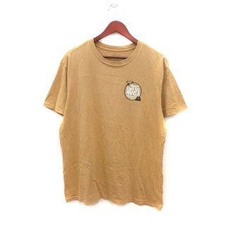 ルーカ(RVCA)のルーカ Tシャツ カットソー クルーネック プリント 半袖 M ベージュ 黒(Tシャツ/カットソー(半袖/袖なし))