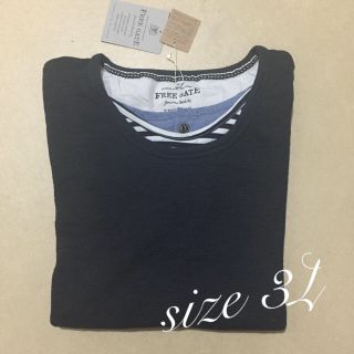 【大きいサイズ 3L】紺色 メンズ 長袖シャツ (Tシャツ/カットソー(七分/長袖))