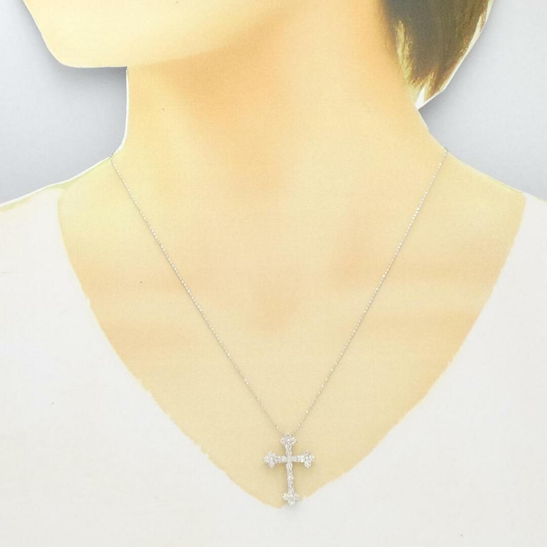 K18WG クロス×フラワー ダイヤモンド ネックレス 1.00CTの通販 by