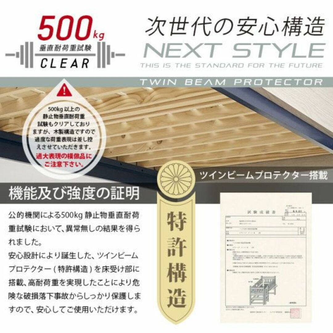 ロフトベッド イーニー2 業務用 高177cm HI-BASIC WH-ネイビーの ロフトベッド イーニー2 業務用 高177cm HI-BASIC WH-ネイビーの