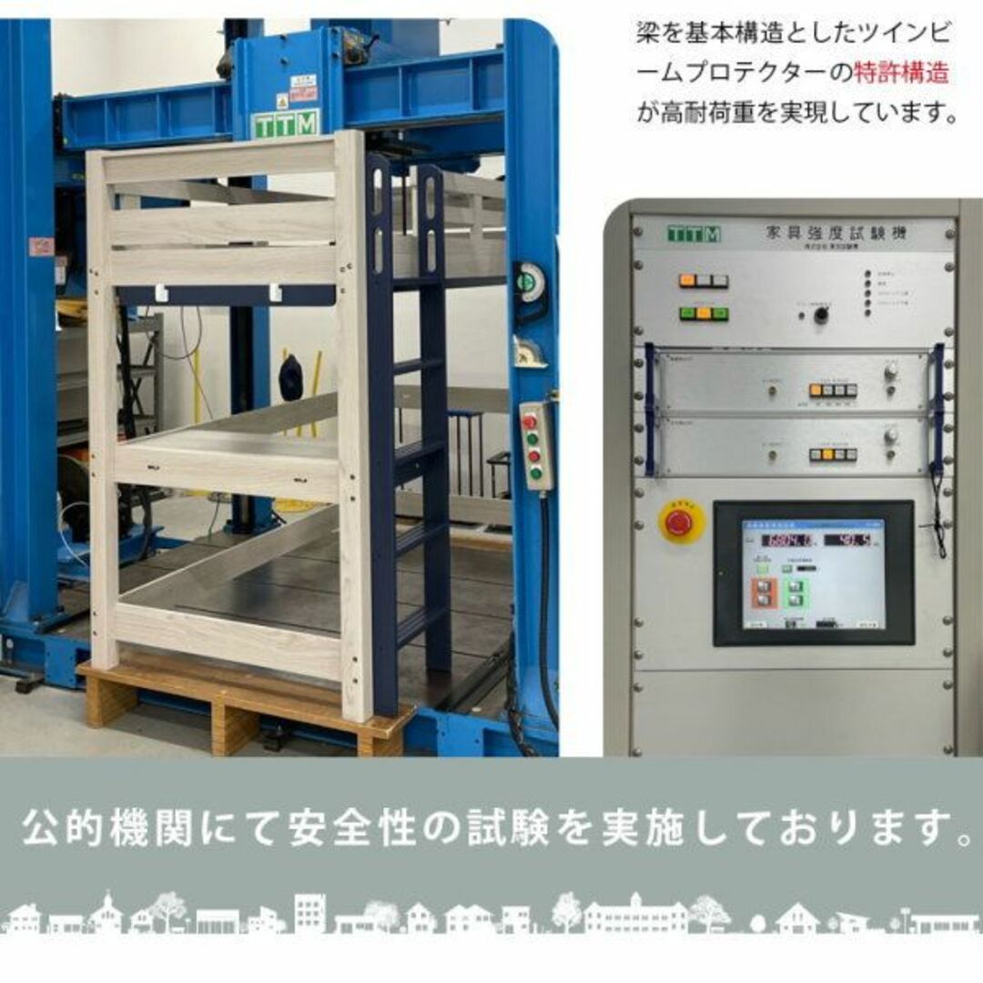 ロフトベッド イーニー2 業務用 高177cm HI-BASIC WH-ネイビーの ロフトベッド イーニー2 業務用 高177cm HI-BASIC WH-ネイビーの