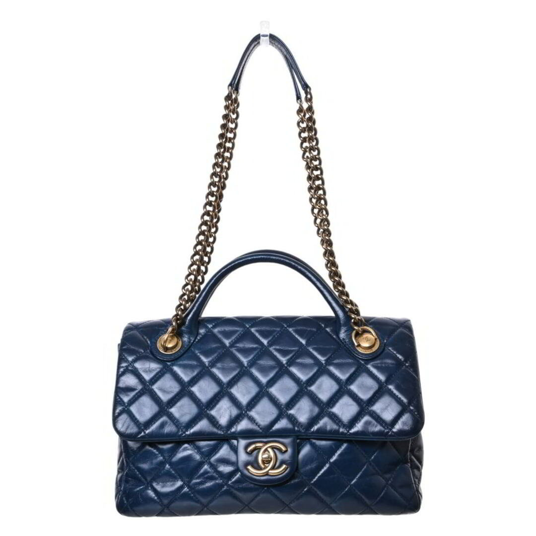 CHANEL - CHANEL マトラッセ ヴィンテージカーフ ハンドバッグ ブルー