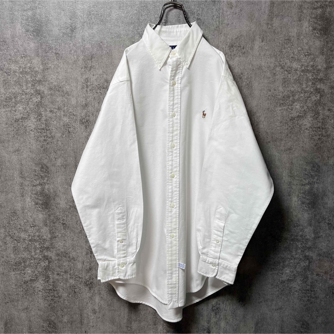 【超人気】ラルフローレン BDシャツ　刺繍ロゴ  カラーポニー  白　M相当